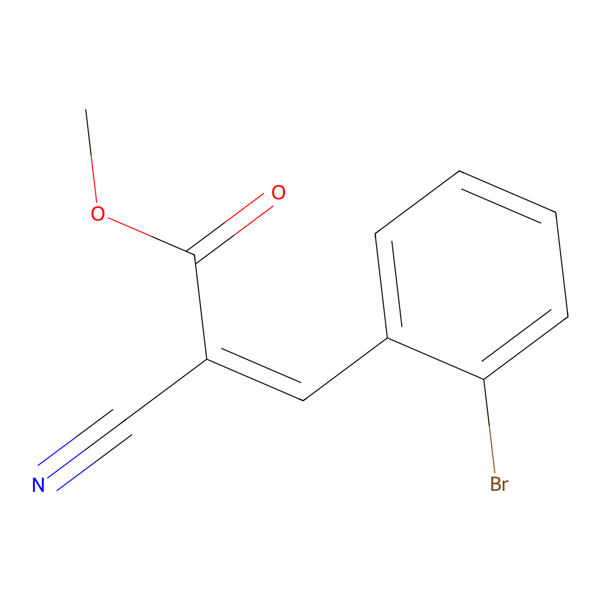 Acrylic acid, 2-cyano-3-(2-bromophenyl)-, methyl ester molecular structure, CAS 109460-96-0
