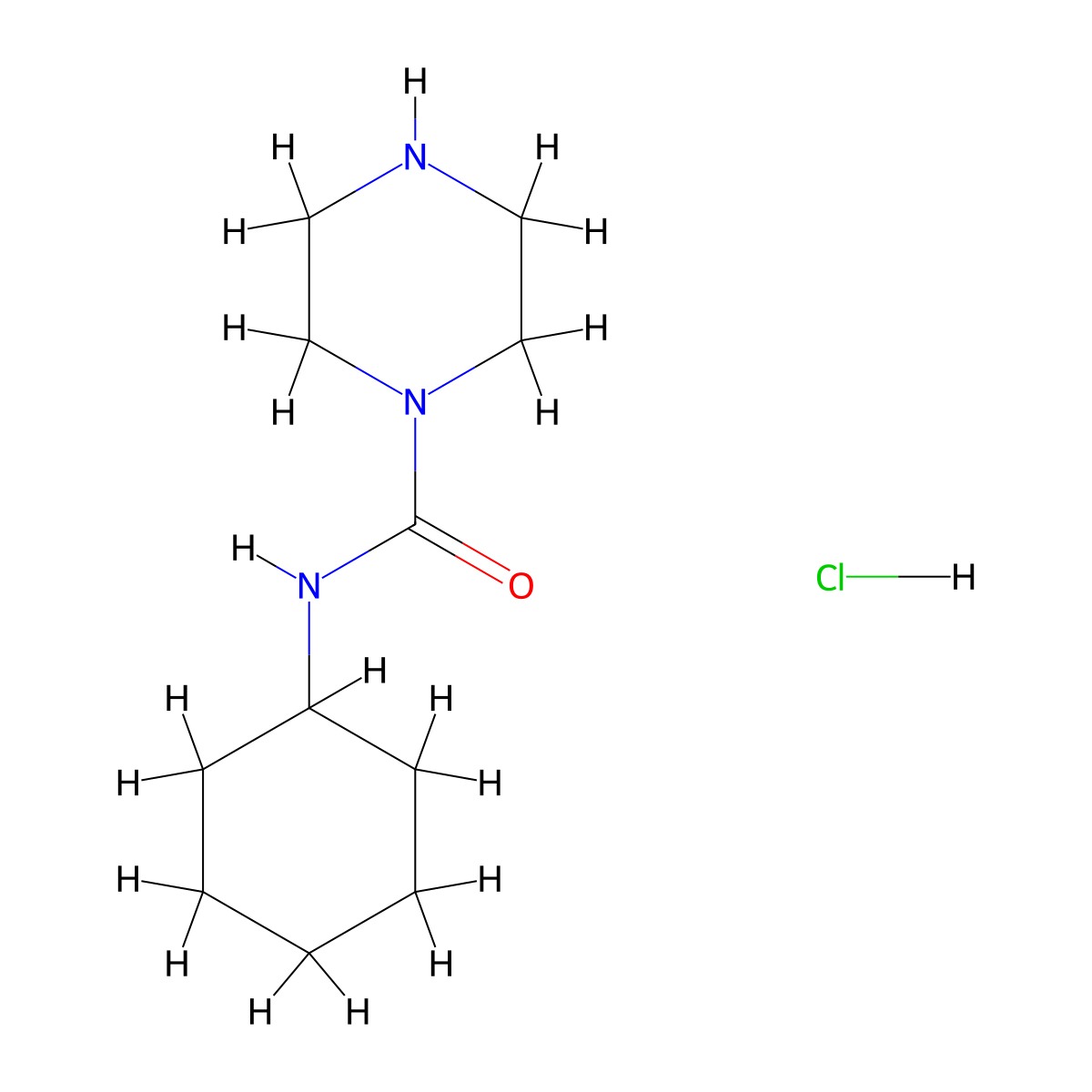 N-cyclohexylpiperazine-1-carboxamide hydrochloride molecular structure, CAS 1094600-70-0