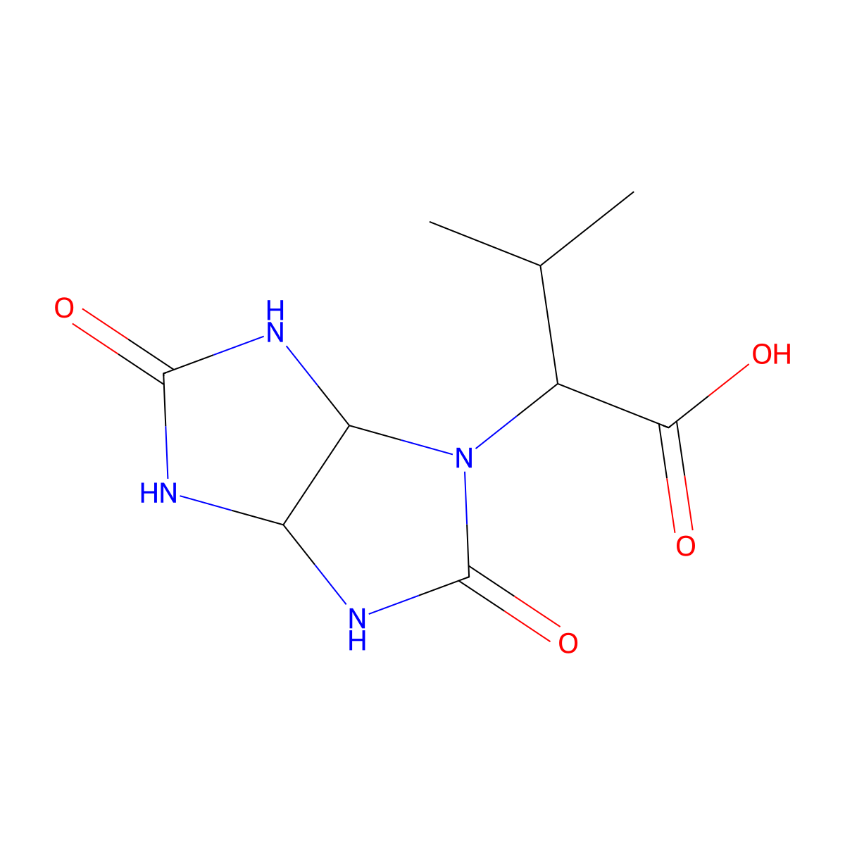 2-(2,5-Dioxo-hexahydro-imidazo[4,5-d]imidazol-1-yl)-3-methyl-butyric acid molecular structure, CAS 1094602-32-0