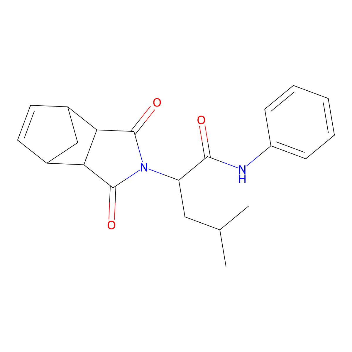 2-(1,3-dioxo-3a,4,7,7a-tetrahydro-1H-4,7-methanoisoindol-2(3H)-yl)-4-methyl-N-phenylpentanamide molecular structure, CAS 1094605-30-7