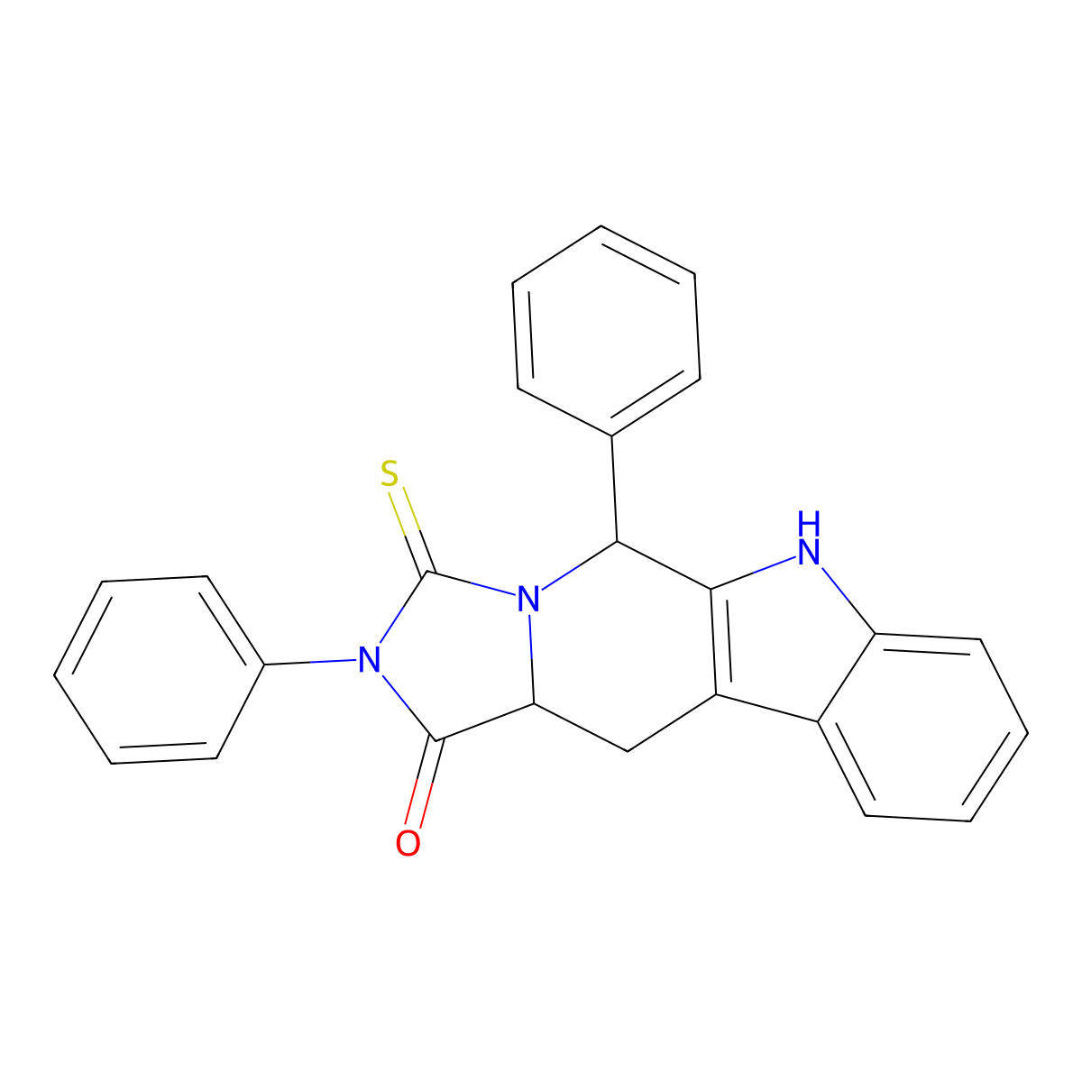 2,5-diphenyl-3-thioxo-2,3,5,6,11,11a-hexahydro-1H-imidazo[1',5':1,6]pyrido[3,4-b]indol-1-one molecular structure, CAS 1094605-87-4