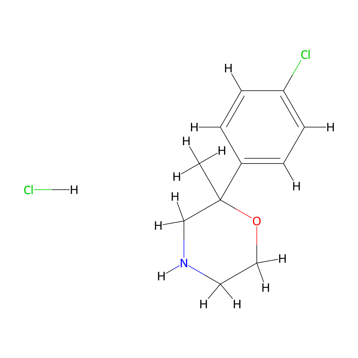 2-(4-Chlorophenyl)-2-methylmorpholine--hydrogen chloride (1/1) molecular structure, CAS 109461-19-0