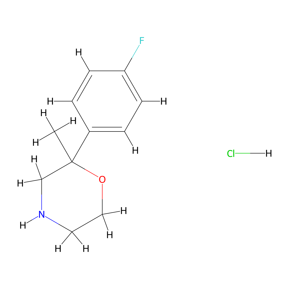 2-(4-Fluorophenyl)-2-methylmorpholine--hydrogen chloride (1/1) molecular structure, CAS 109461-21-4