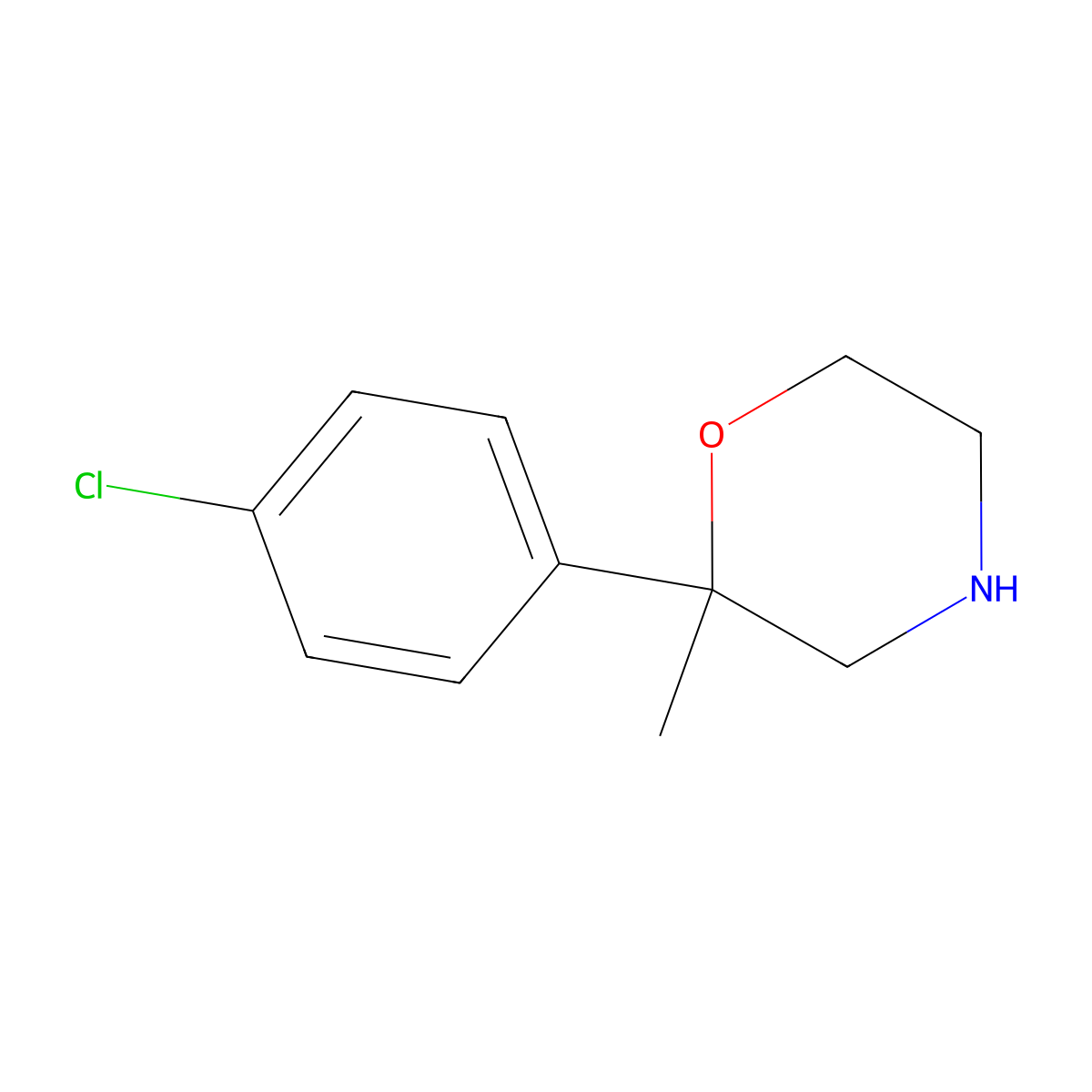 2-(4-Chlorophenyl)-2-methylmorpholine molecular structure, CAS 109461-44-1