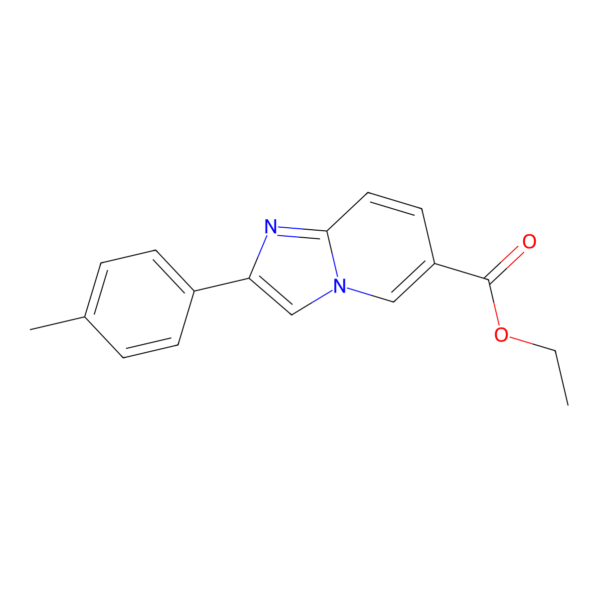 Ethyl 2-(4-methylphenyl)imidazo[1,2-a]pyridine-6-carboxylate molecular structure, CAS 109461-77-0