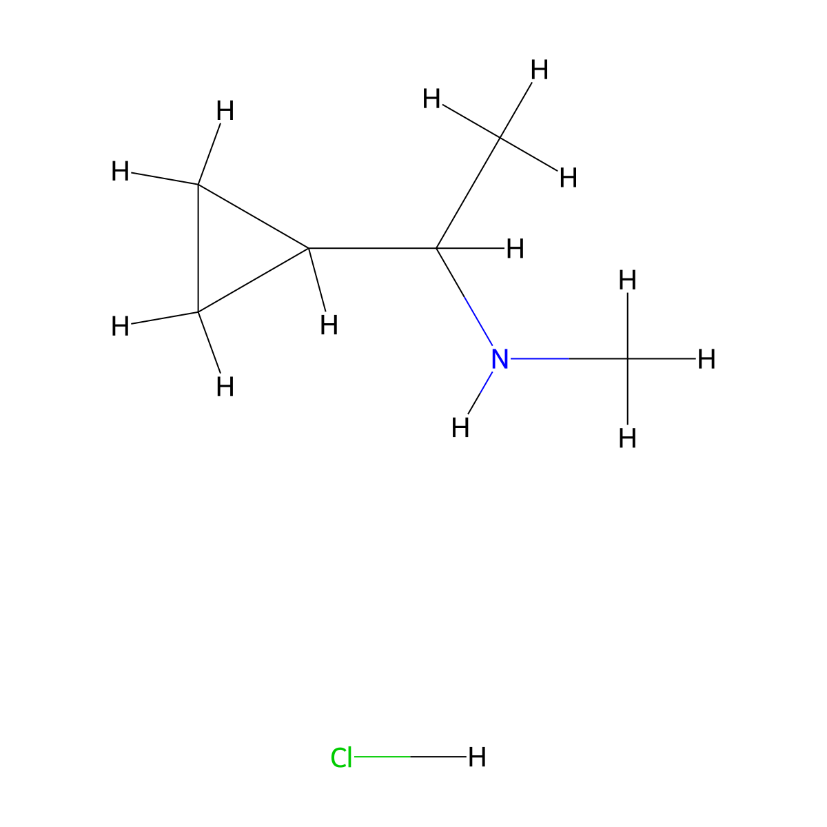 (1-Cyclopropylethyl)(methyl)amine hydrochloride molecular structure, CAS 1094614-73-9