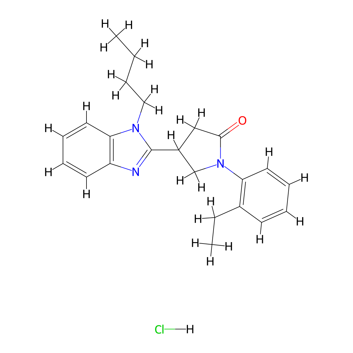 4-(1-butyl-1H-benzo[d]imidazol-2-yl)-1-(2-ethylphenyl)pyrrolidin-2-one hydrochloride molecular structure, CAS 1094616-01-9