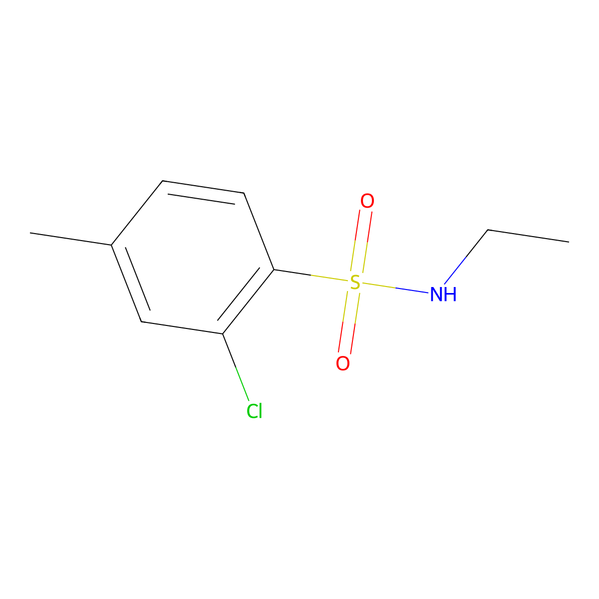 2-chloro-N-ethyl-4-methylbenzene-1-sulfonamide molecular structure, CAS 1094626-20-6