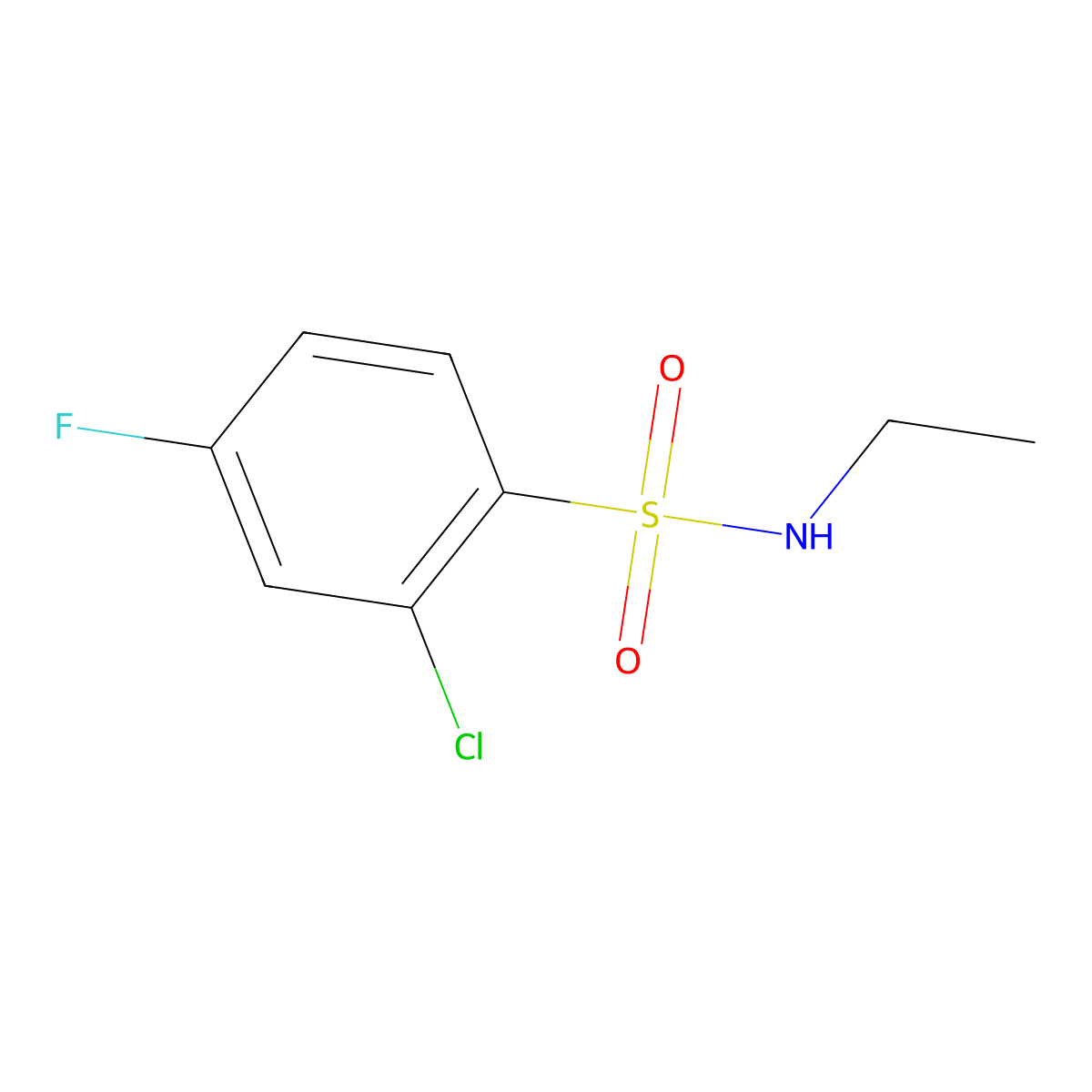 2-Chloro-N-ethyl-4-fluorobenzene-1-sulfonamide molecular structure, CAS 1094626-59-1