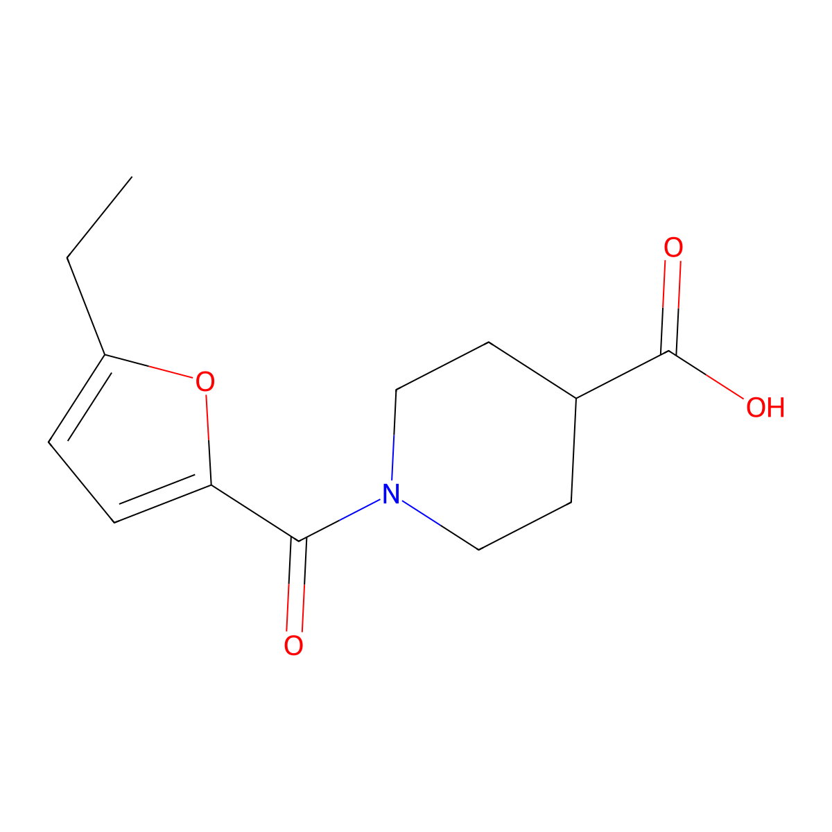 1-(5-Ethylfuran-2-carbonyl)piperidine-4-carboxylic acid molecular structure, CAS 1094630-18-8