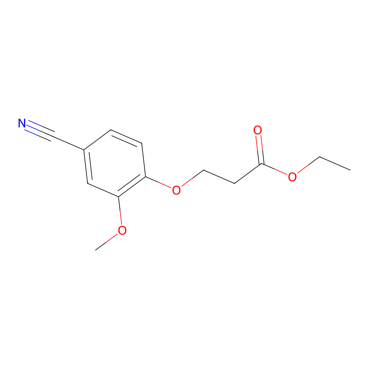 Ethyl 3-(4-cyano-2-methoxy-phenoxy)propanoate molecular structure, CAS 1094637-27-0