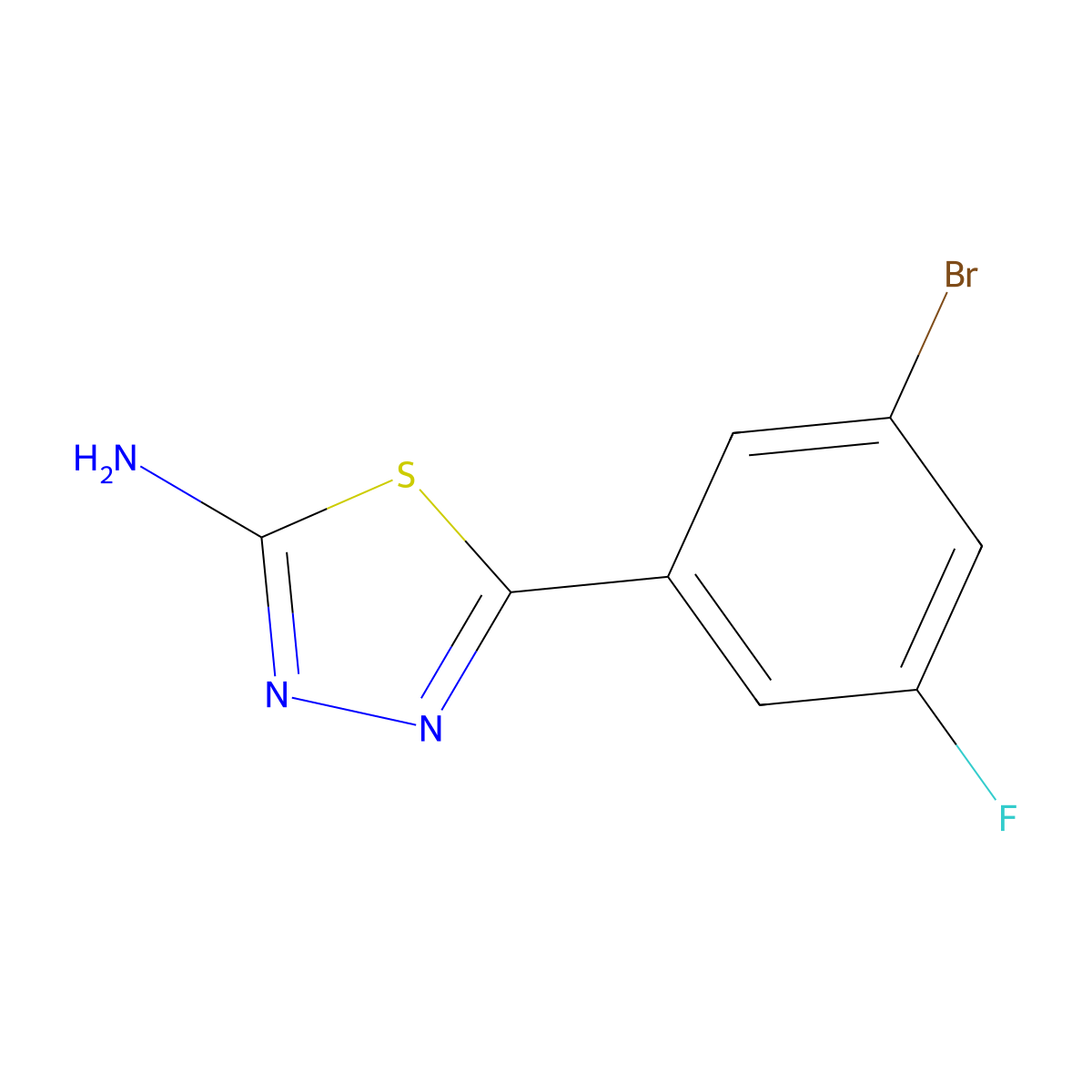 5-(3-Bromo-5-fluorophenyl)-1,3,4-thiadiazol-2-amine molecular structure, CAS 1094640-20-6