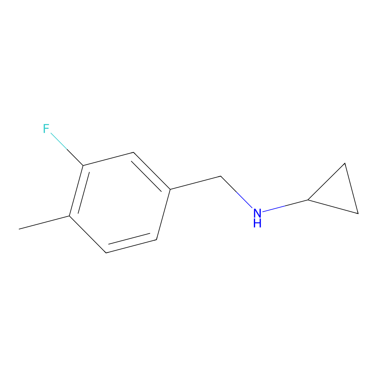 N-[(3-fluoro-4-methylphenyl)methyl]cyclopropanamine molecular structure, CAS 1094641-88-9