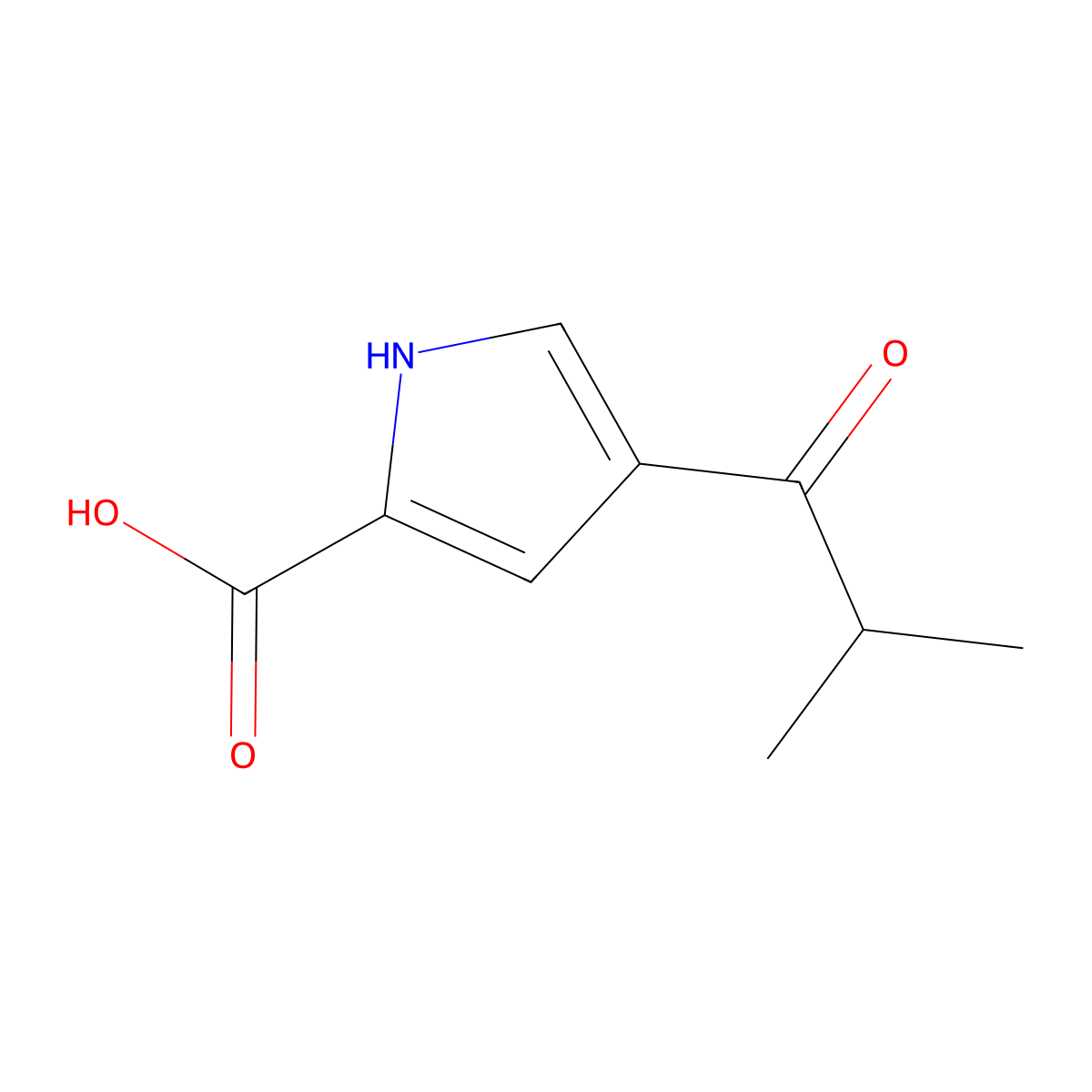 4-(2-methylpropanoyl)-1H-pyrrole-2-carboxylic acid molecular structure, CAS 1094648-86-8