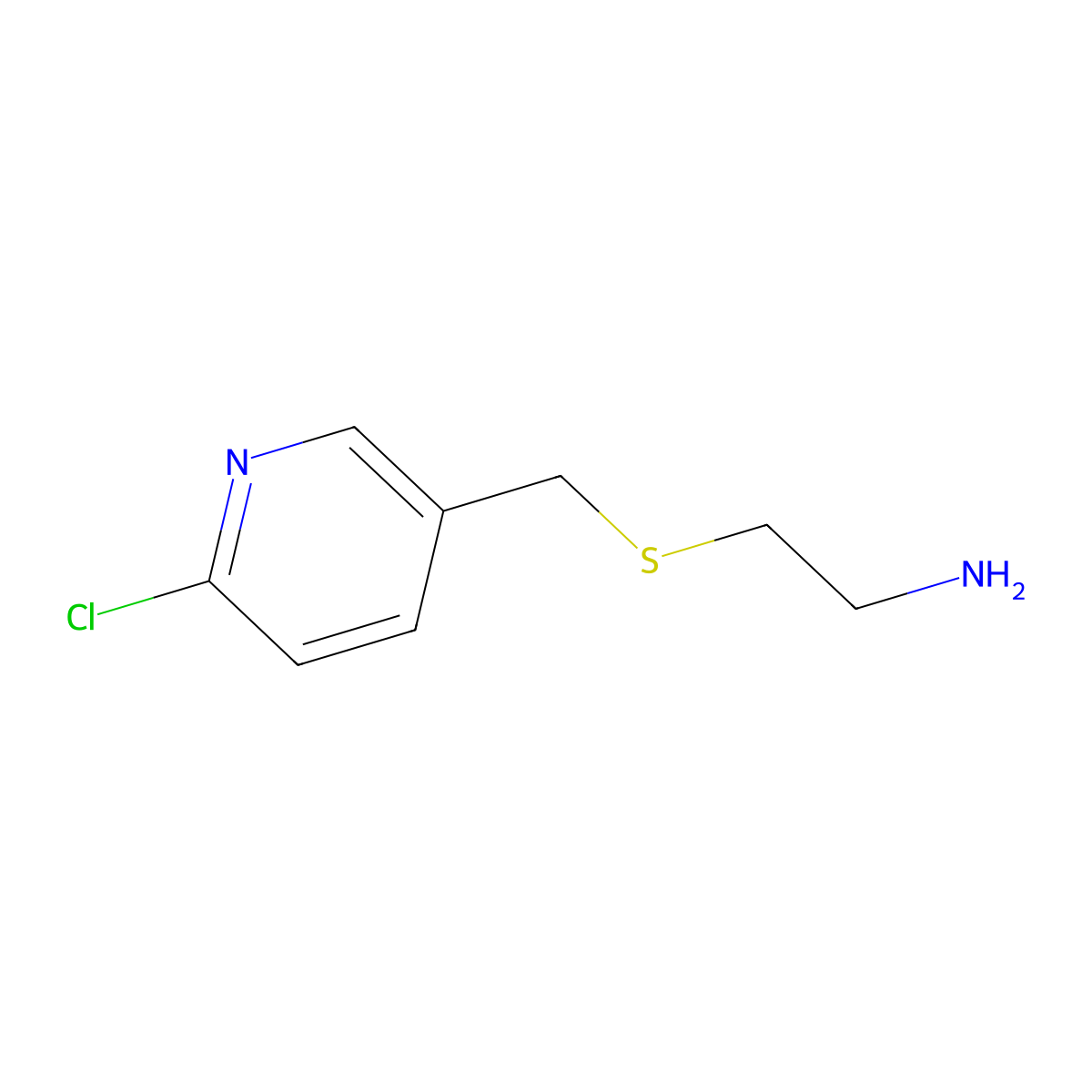 2-(((6-Chloropyridin-3-yl)methyl)thio)ethanamine molecular structure, CAS 1094650-98-2