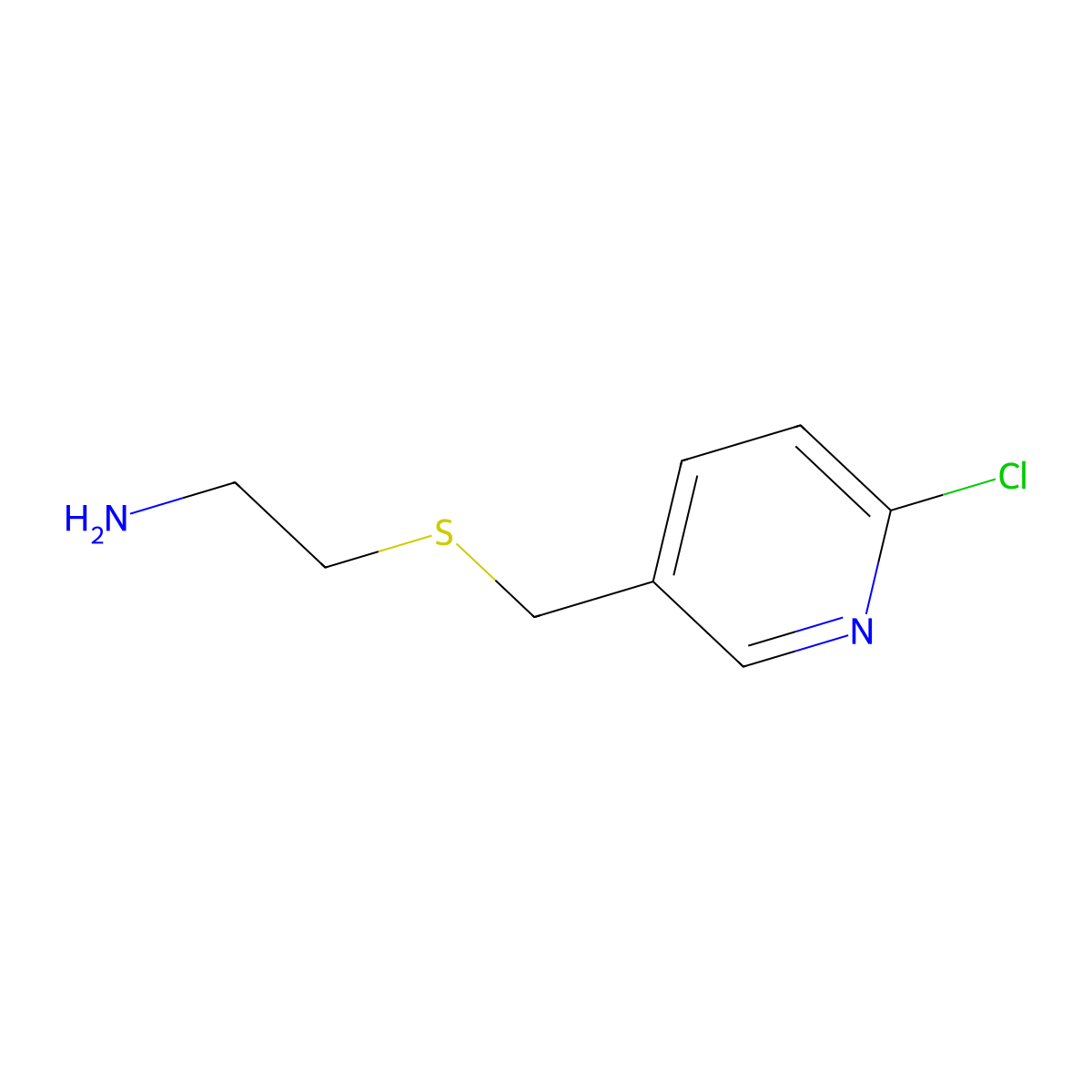 2-(((6-Chloropyridin-3-yl)methyl)thio)ethanamine molecular structure, CAS 1094650-98-2
