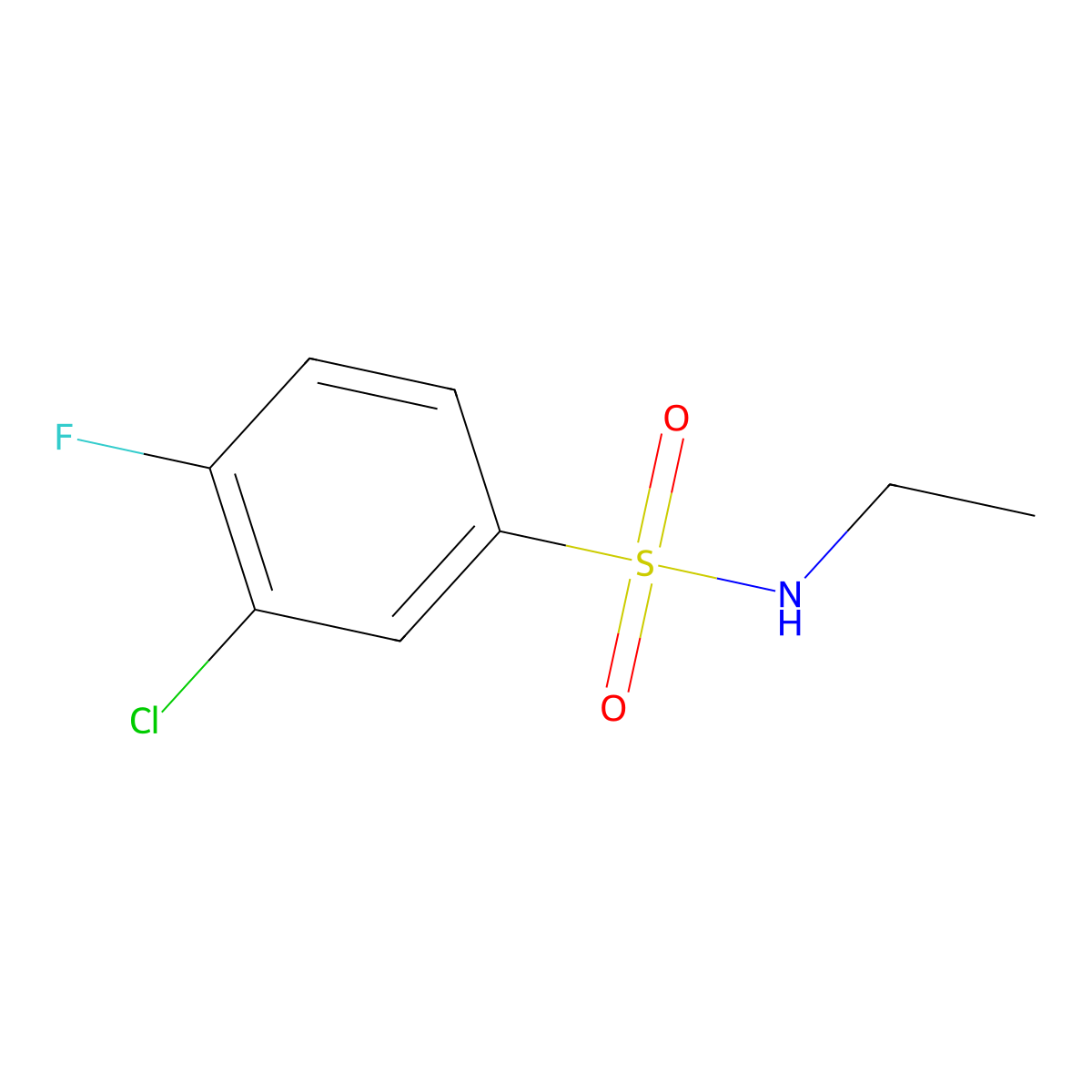 3-Chloro-N-ethyl-4-fluorobenzene-1-sulfonamide molecular structure, CAS 1094654-04-2