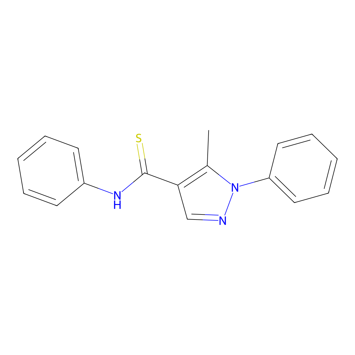 5-methyl-N,1-diphenyl-1H-pyrazole-4-carbothioamide molecular structure, CAS 109466-35-5
