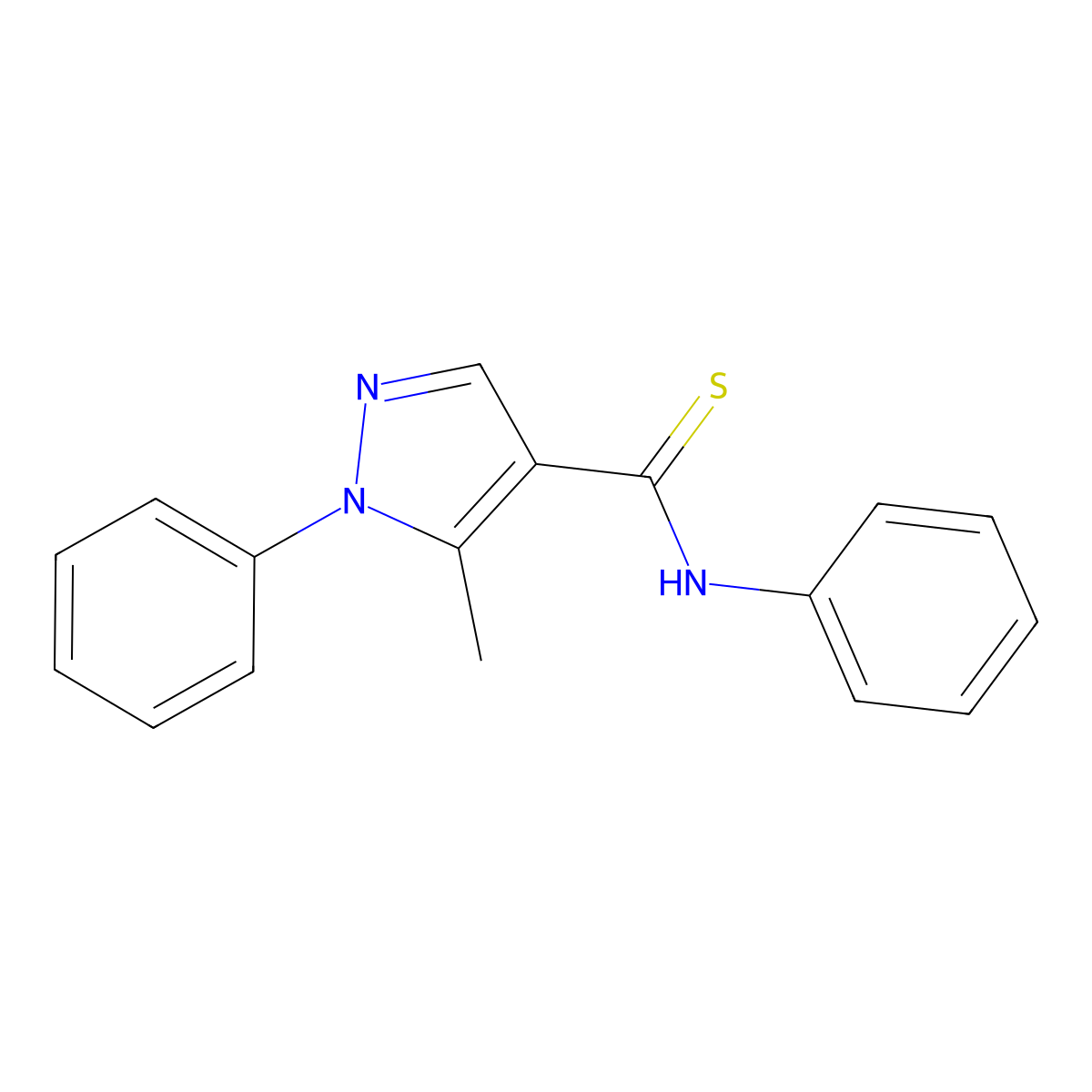 5-methyl-N,1-diphenyl-1H-pyrazole-4-carbothioamide molecular structure, CAS 109466-35-5