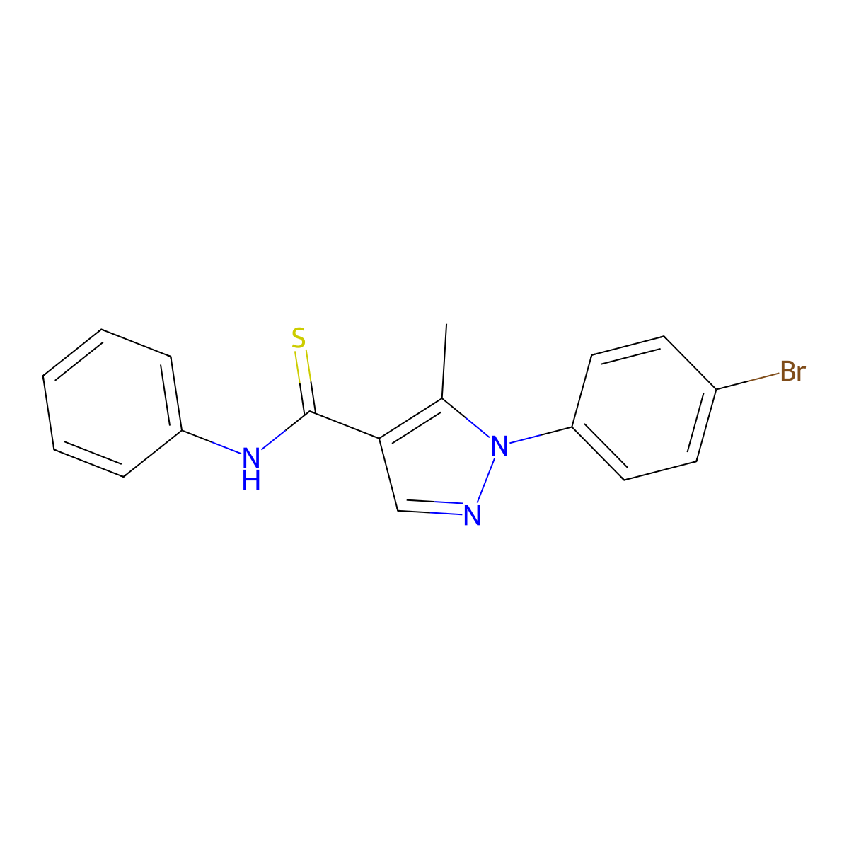 1-(4-bromophenyl)-5-methyl-N-phenylpyrazole-4-carbothioamide molecular structure, CAS 109466-36-6