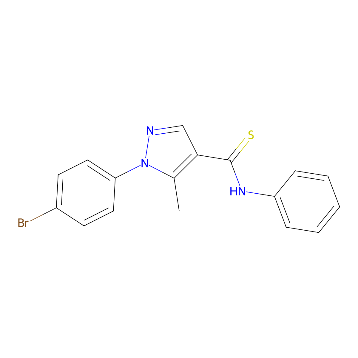 1-(4-bromophenyl)-5-methyl-N-phenylpyrazole-4-carbothioamide molecular structure, CAS 109466-36-6