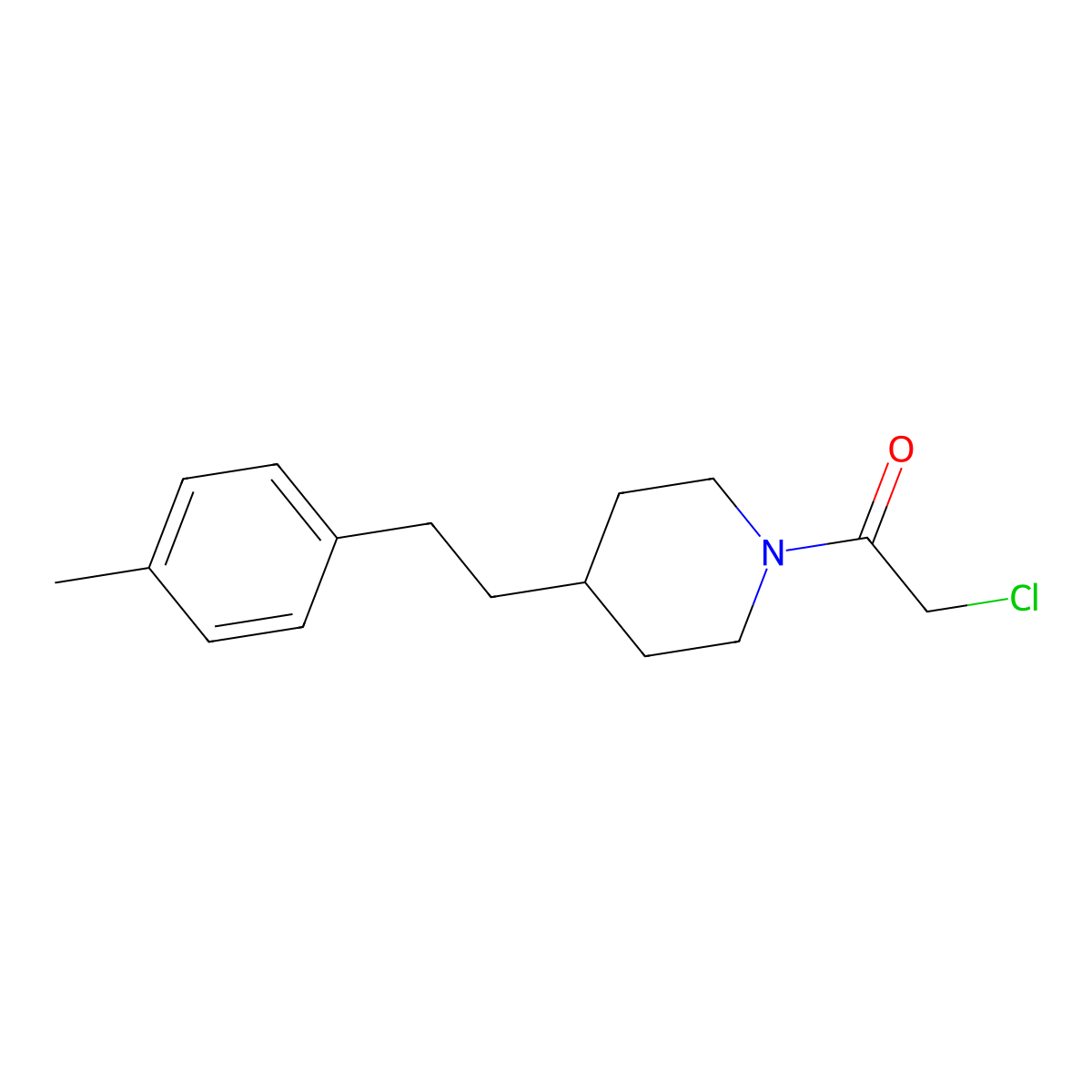 2-Chloro-1-{4-[2-(4-methylphenyl)ethyl]piperidin-1-yl}ethan-1-one molecular structure, CAS 1094661-03-6