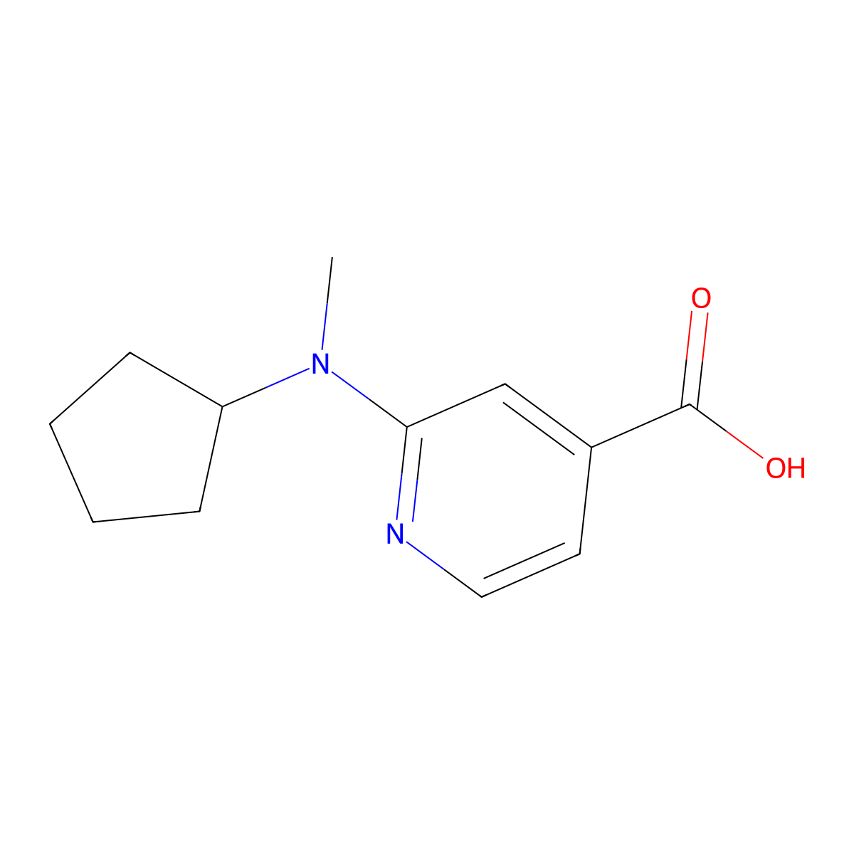 2-[Cyclopentyl(methyl)amino]pyridine-4-carboxylic acid molecular structure, CAS 1094661-79-6