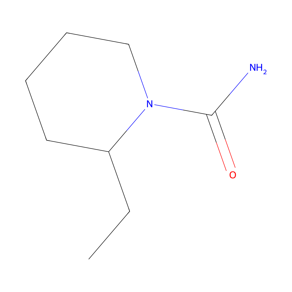 2-Ethylpiperidine-1-carboxamide molecular structure, CAS 1094661-84-3