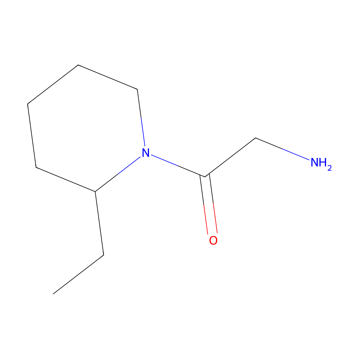 2-Amino-1-(2-ethylpiperidin-1-yl)ethanone molecular structure, CAS 1094662-08-4