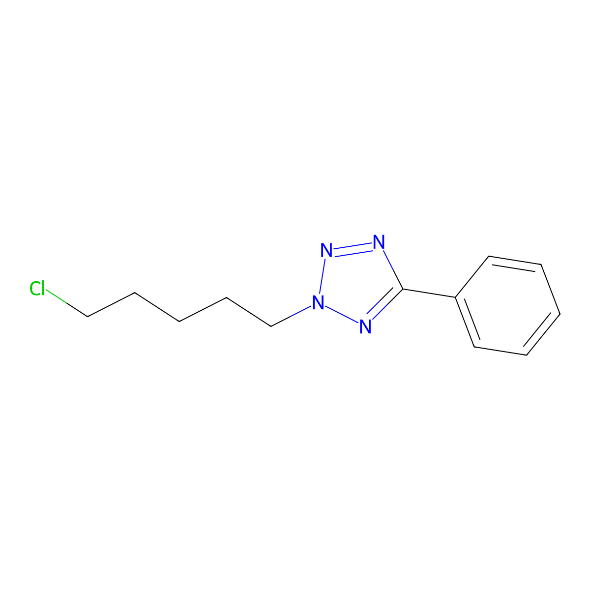 2-(5-chloropentyl)-5-phenyl-2H-1,2,3,4-tetrazole molecular structure, CAS 1094667-82-9