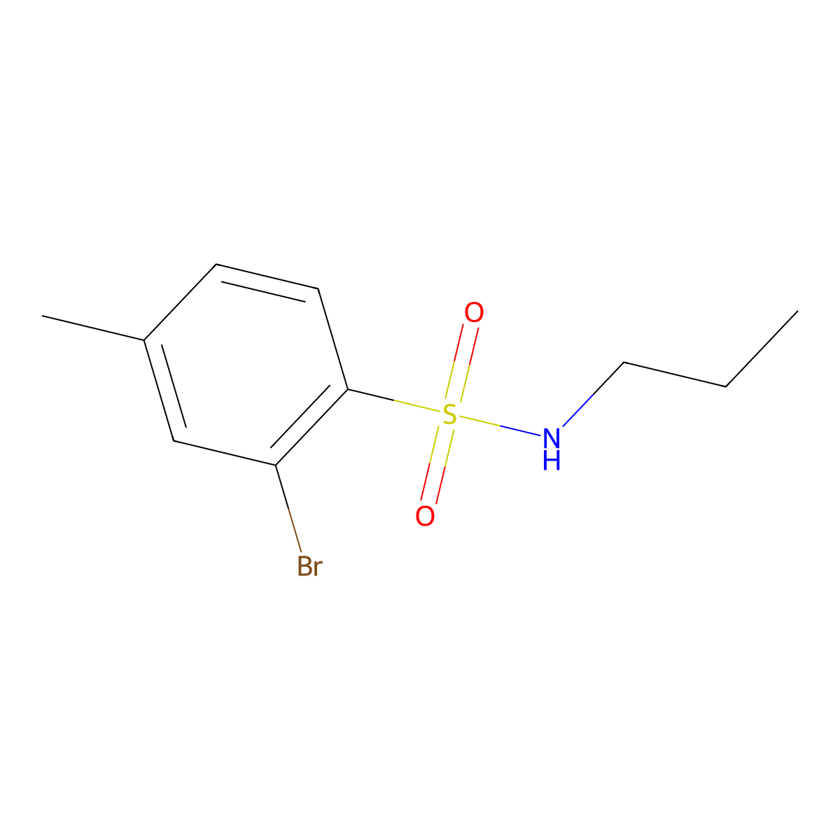 2-bromo-4-methyl-N-propylbenzenesulfonamide molecular structure, CAS 1094669-42-7