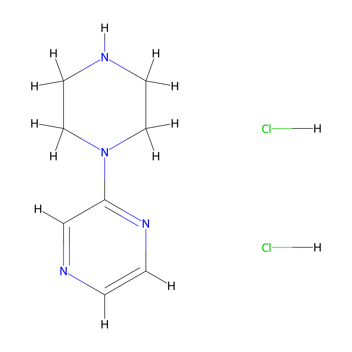 2-(Piperazin-1-yl)pyrazine dihydrochloride molecular structure, CAS 109467-19-8