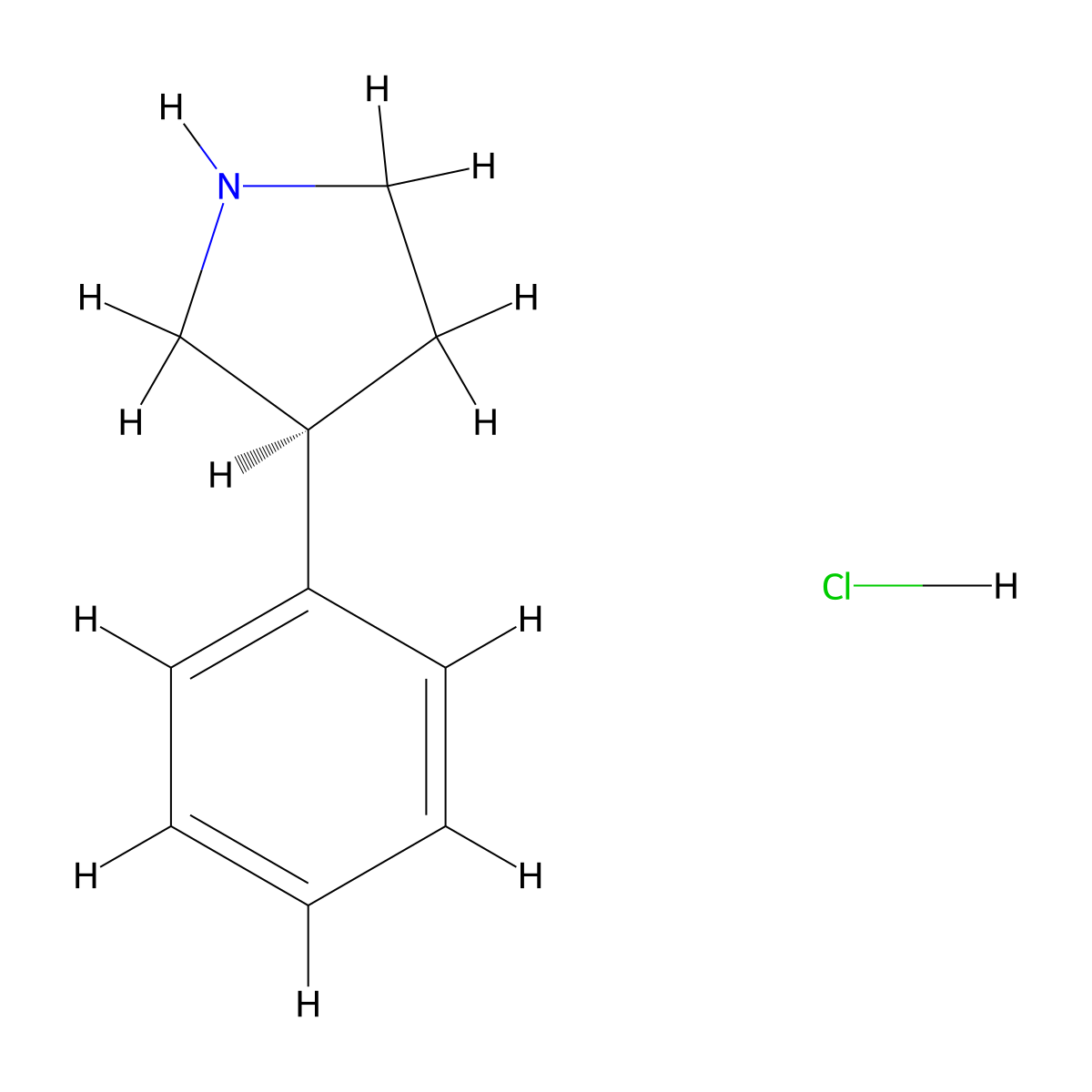 (s)-3-Phenylpyrrolidine hydrochloride molecular structure, CAS 1094670-20-8