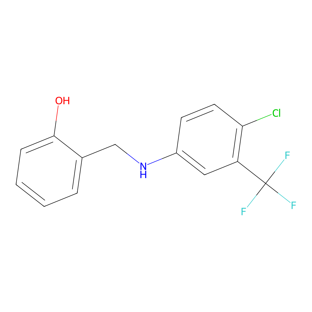 2-({[4-Chloro-3-(trifluoromethyl)phenyl]amino}methyl)phenol molecular structure, CAS 1094671-39-2