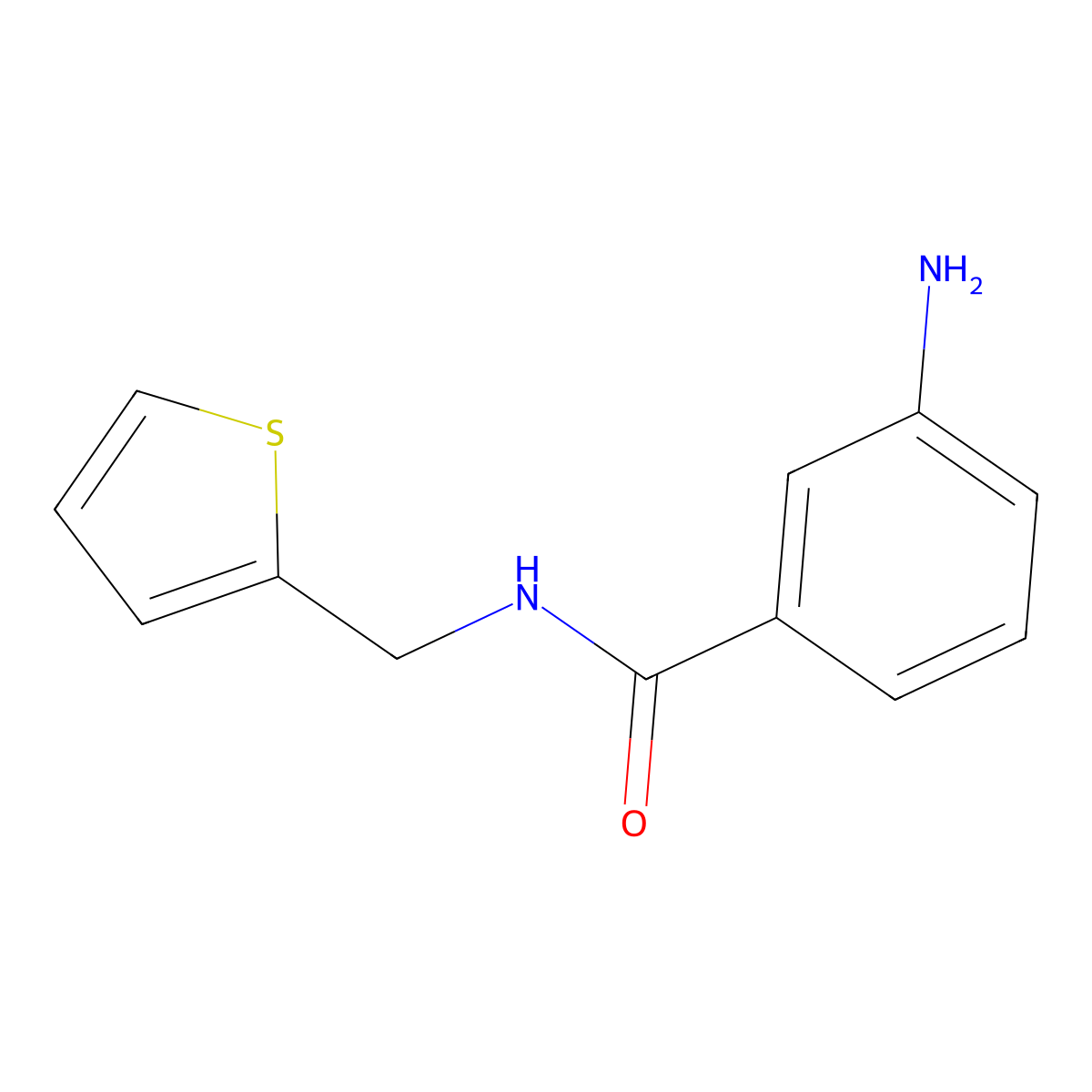 3-amino-N-(thiophen-2-ylmethyl)benzamide molecular structure, CAS 1094671-91-6