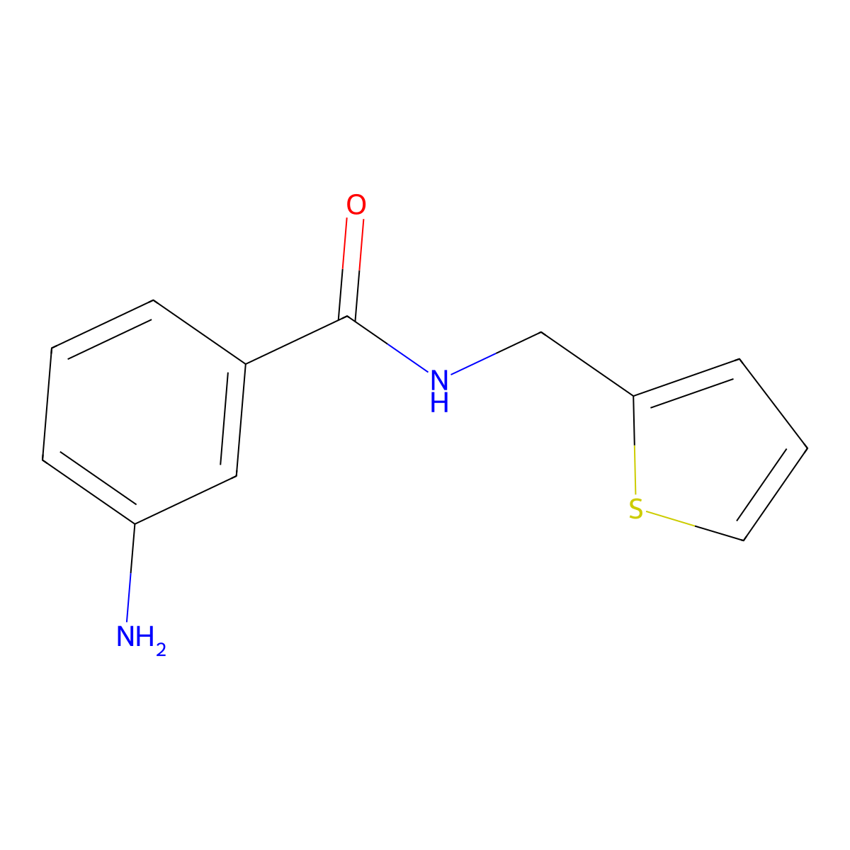 3-amino-N-(thiophen-2-ylmethyl)benzamide molecular structure, CAS 1094671-91-6