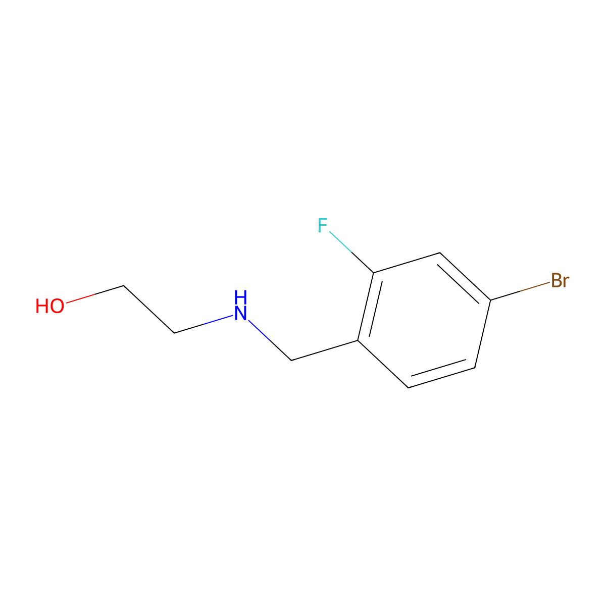 2-{[(4-Bromo-2-fluorophenyl)methyl]amino}ethanol molecular structure, CAS 1094672-51-1