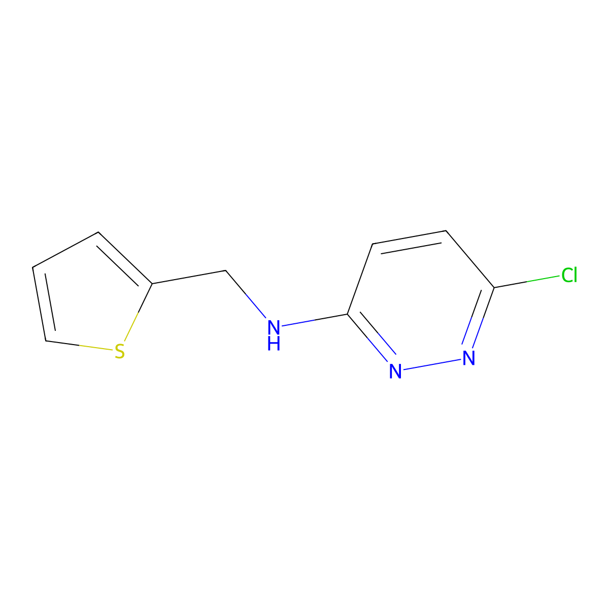 6-chloro-N-(thiophen-2-ylmethyl)pyridazin-3-amine molecular structure, CAS 1094673-26-3