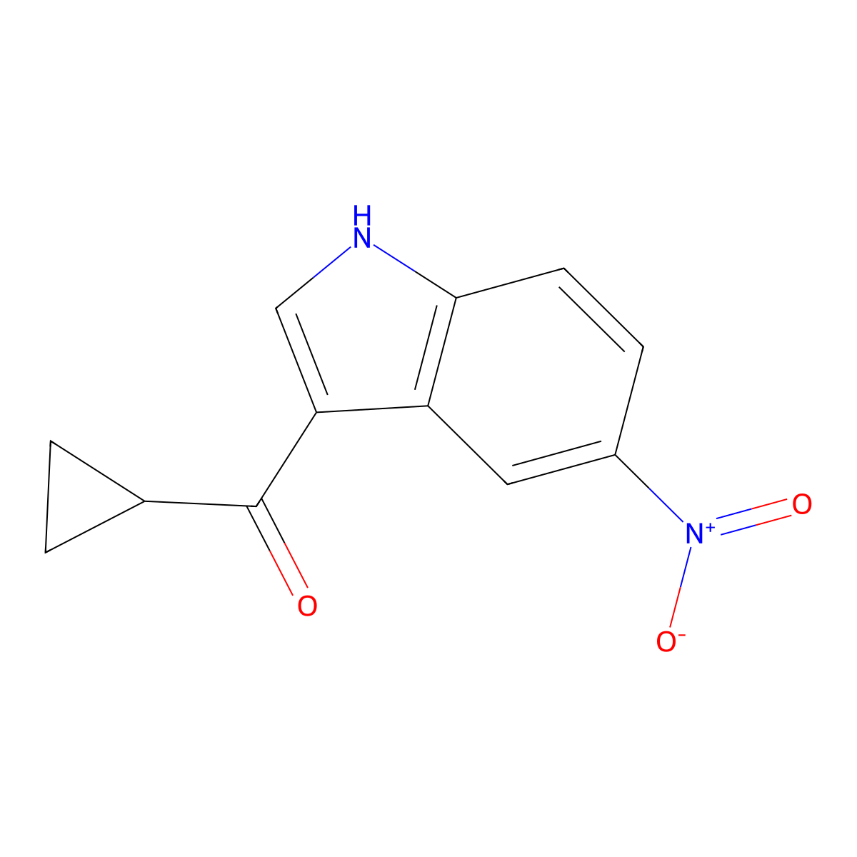 3-cyclopropanecarbonyl-5-nitro-1H-indole molecular structure, CAS 1094681-83-0