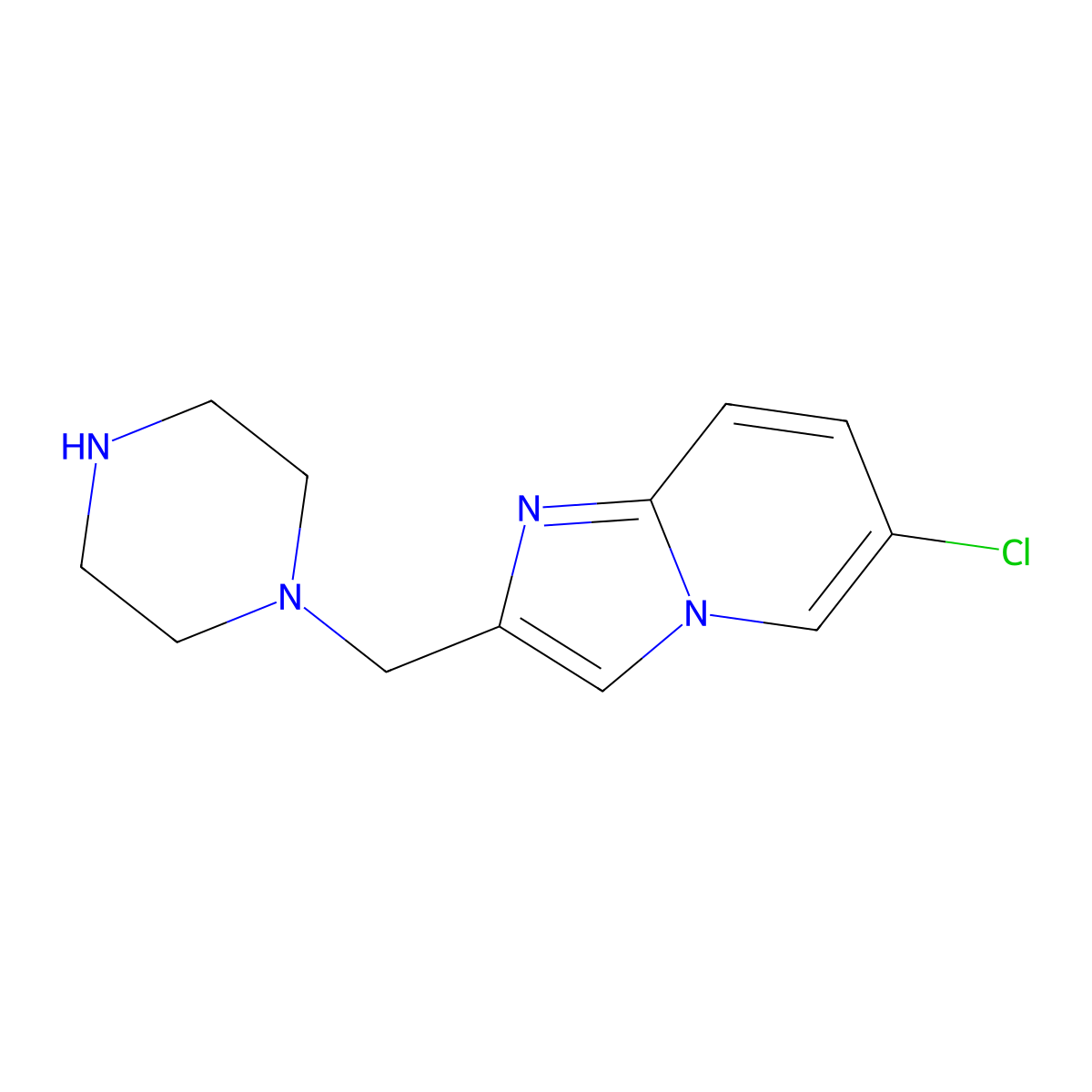 1-({6-Chloroimidazo[1,2-a]pyridin-2-yl}methyl)piperazine molecular structure, CAS 1094682-46-8