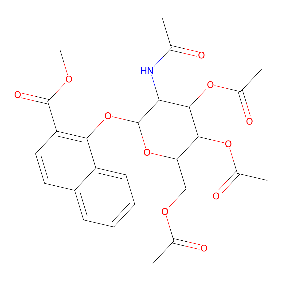 Methyl 1-[3-acetamido-4,5-diacetyloxy-6-(acetyloxymethyl)oxan-2-yl]oxynaphthalene-2-carboxylate molecular structure, CAS 1094685-02-5