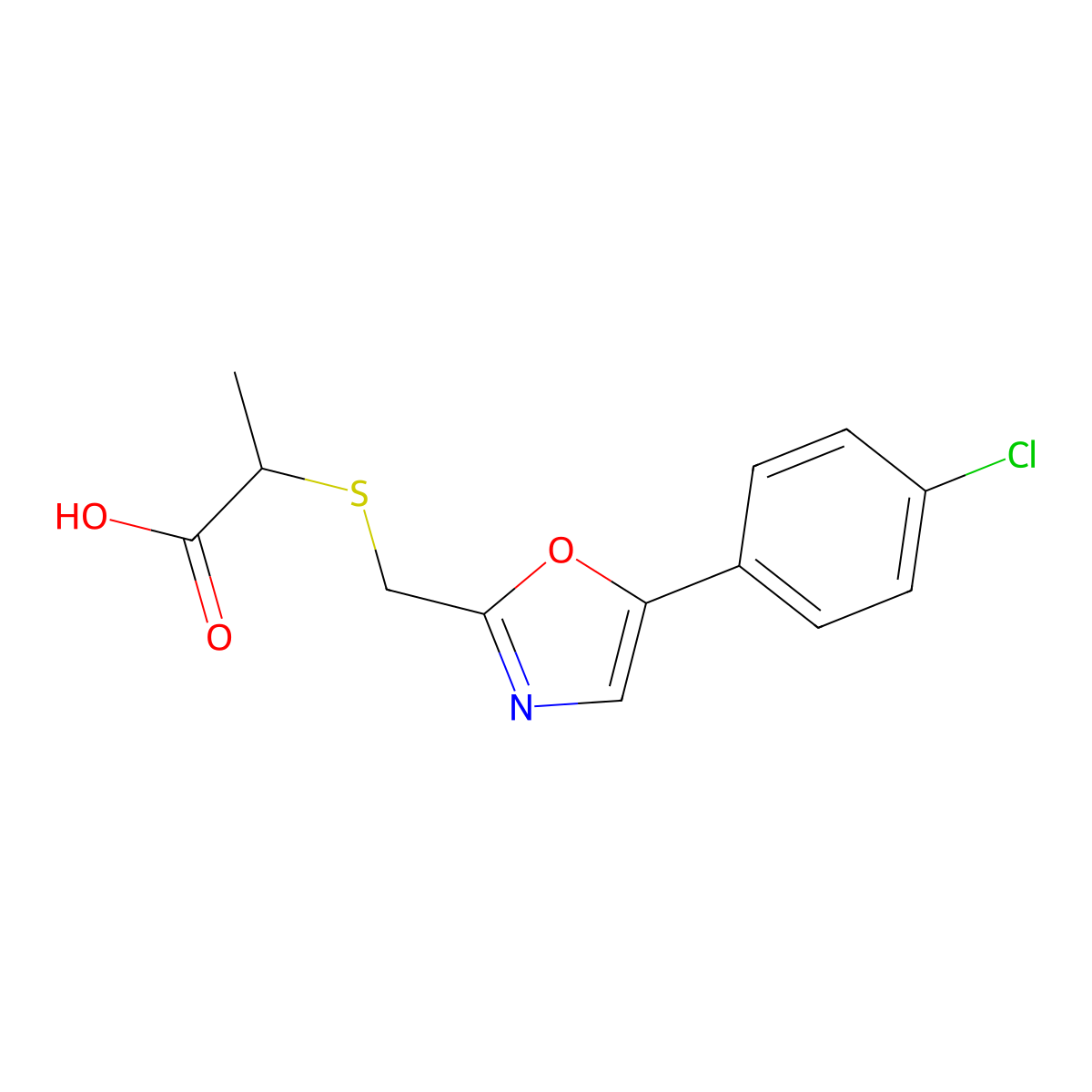 2-({[5-(4-Chlorophenyl)-1,3-oxazol-2-yl]methyl}sulfanyl)propanoic acid molecular structure, CAS 1094685-51-4