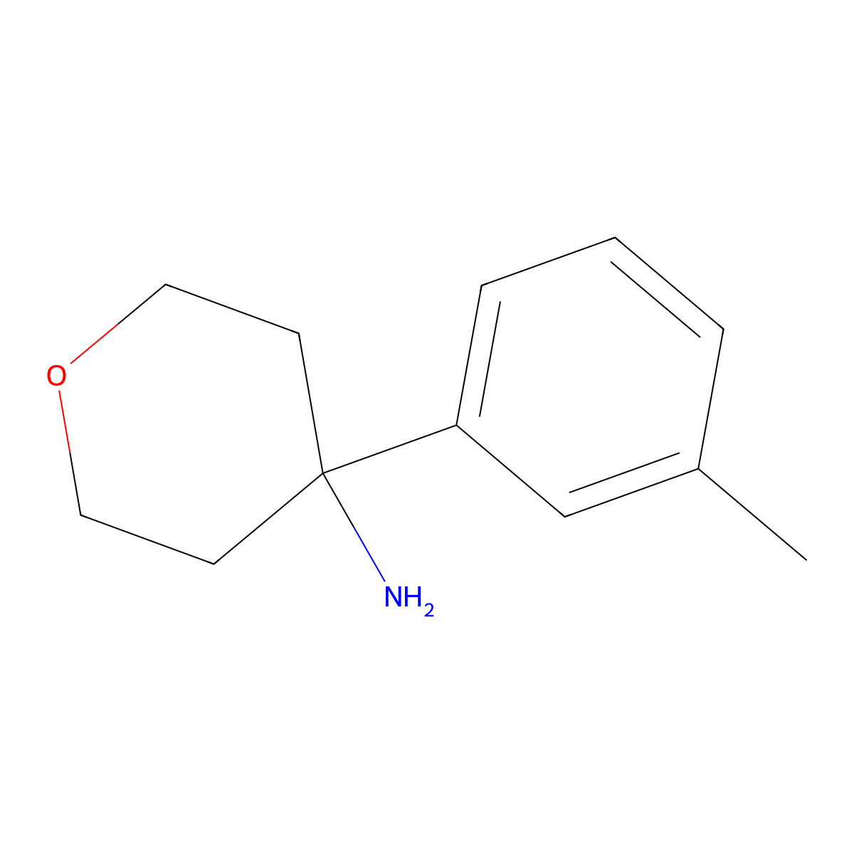 4-(m-Tolyl)tetrahydro-2H-pyran-4-amine molecular structure, CAS 1094686-38-0