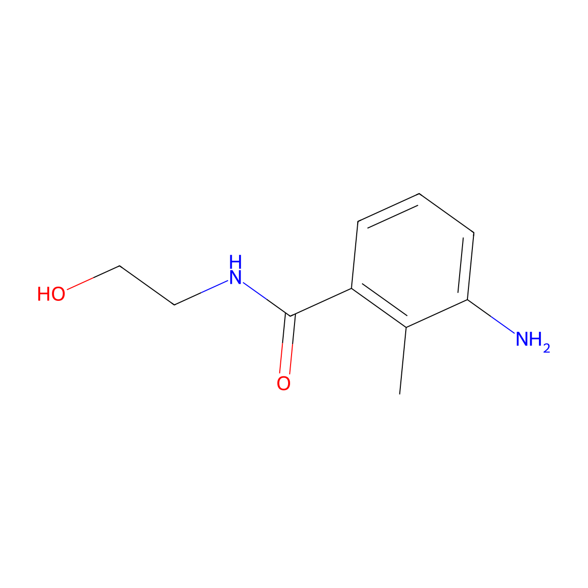 3-amino-N-(2-hydroxyethyl)-2-methylbenzamide molecular structure, CAS 1094686-54-0