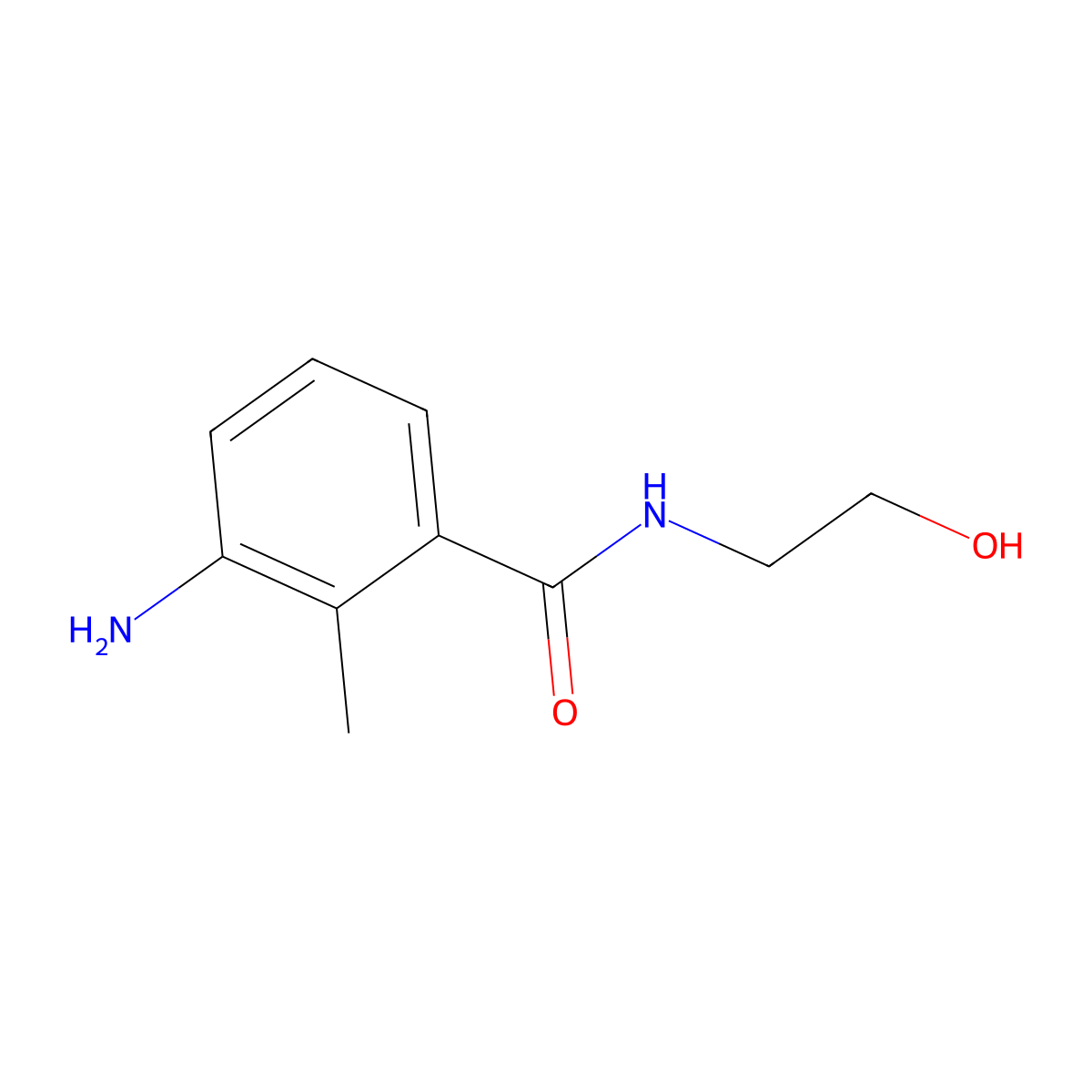 3-amino-N-(2-hydroxyethyl)-2-methylbenzamide molecular structure, CAS 1094686-54-0