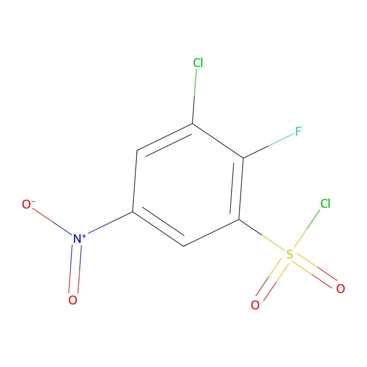 3-Chloro-2-fluoro-5-nitrobenzene-1-sulfonyl chloride molecular structure, CAS 1094690-77-3