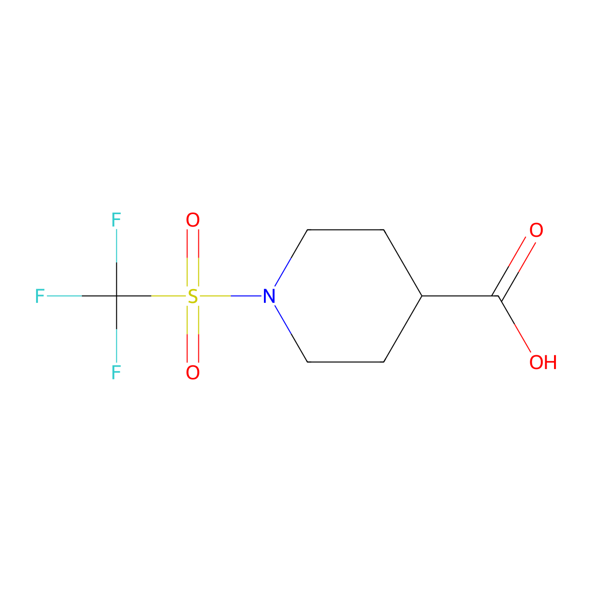 1-Trifluoromethanesulfonylpiperidine-4-carboxylicacid molecular structure, CAS 1094700-68-1