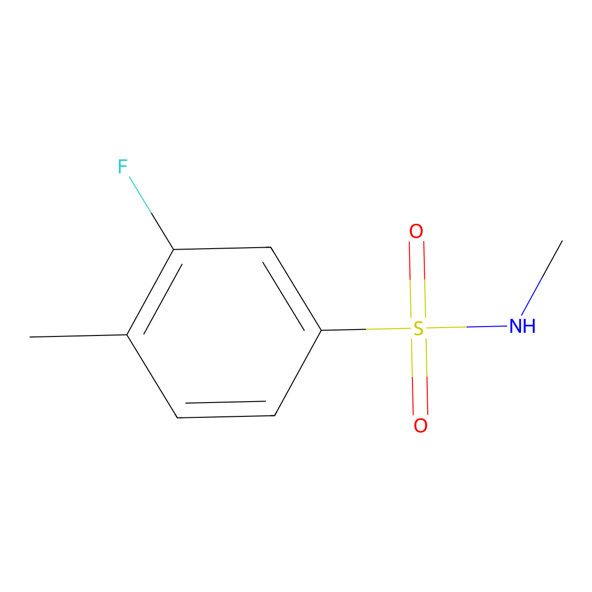 3-Fluoro-N,4-dimethylbenzene-1-sulfonamide molecular structure, CAS 1094701-42-4