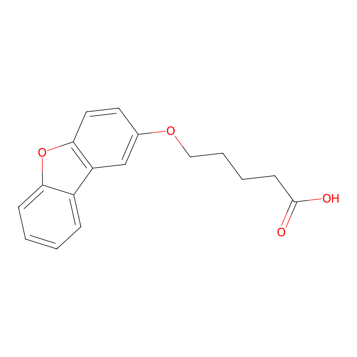 5-{8-Oxatricyclo[7.4.0.0,2,7]trideca-1(9),2(7),3,5,10,12-hexaen-4-yloxy}pentanoic acid molecular structure, CAS 1094702-67-6