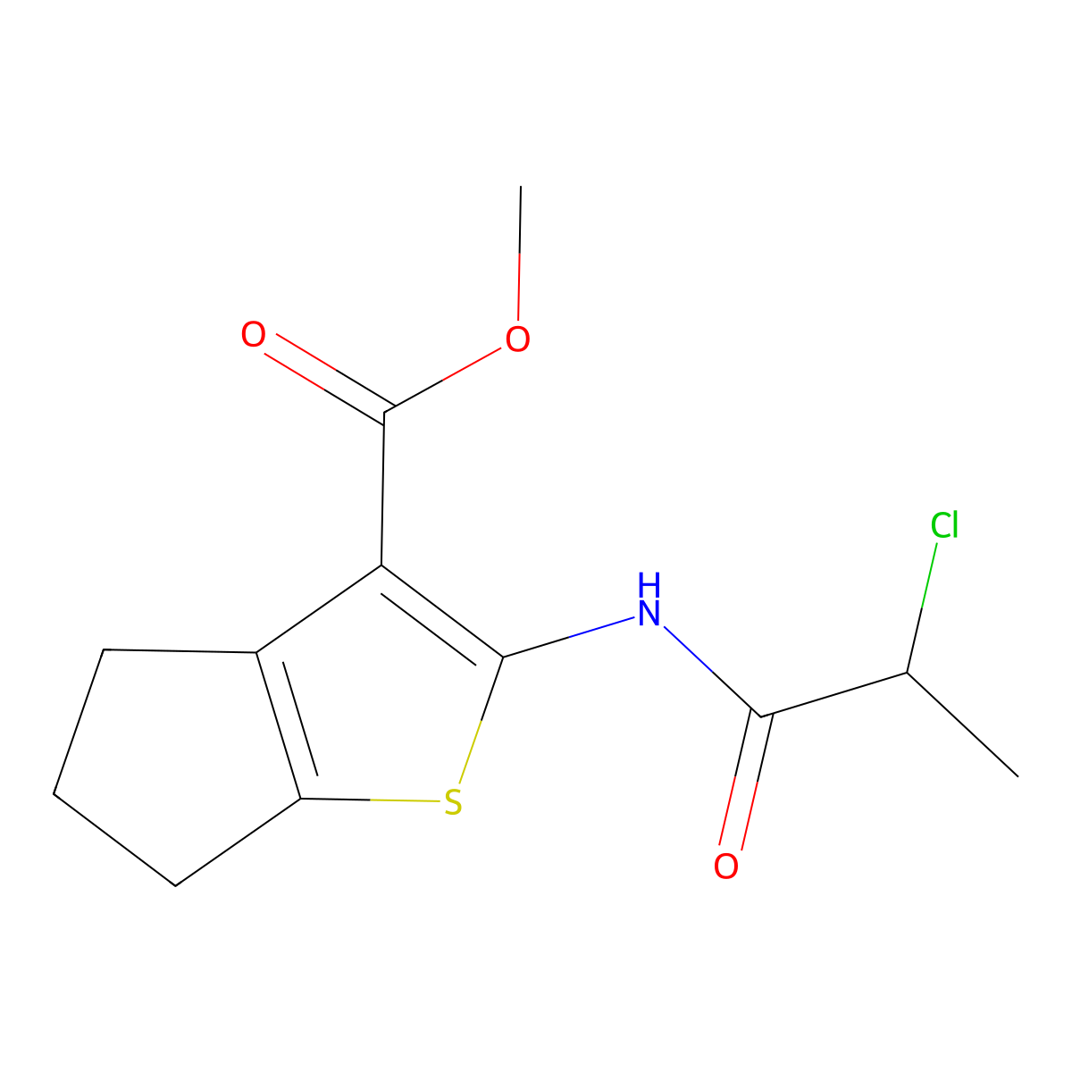 Methyl 2-[(2-chloropropanoyl)amino]-5,6-dihydro-4H-cyclopenta[b]thiophene-3-carboxylate molecular structure, CAS 1094704-32-1
